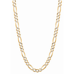 14K Yellow Gold 5.8mm White Pave Figaro 22 Chain with Lobster Lock
