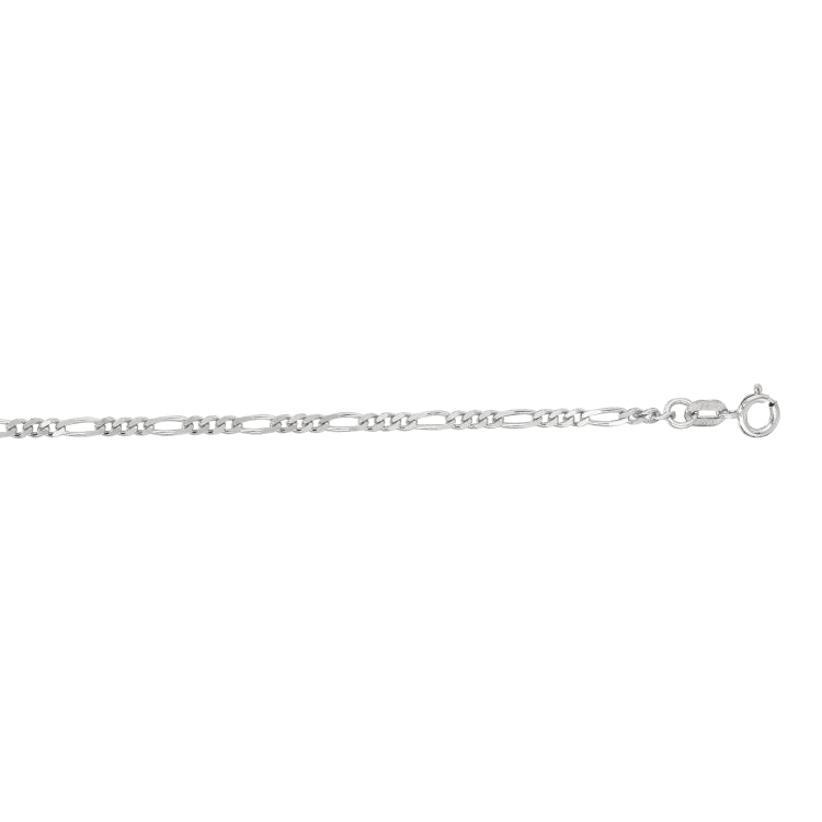 14K White Gold 1.9mm Figaro 20 Chain with Spring Ring
