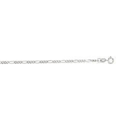 14K White Gold 1.9mm Figaro 20 Chain with Spring Ring