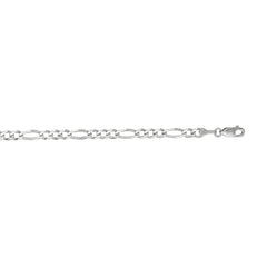 14K White Gold 3.8mm Figaro 22 Chain with Lobster Lock