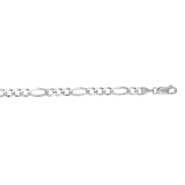 14K White Gold 4.6mm Figaro 18 Chain with Lobster Lock