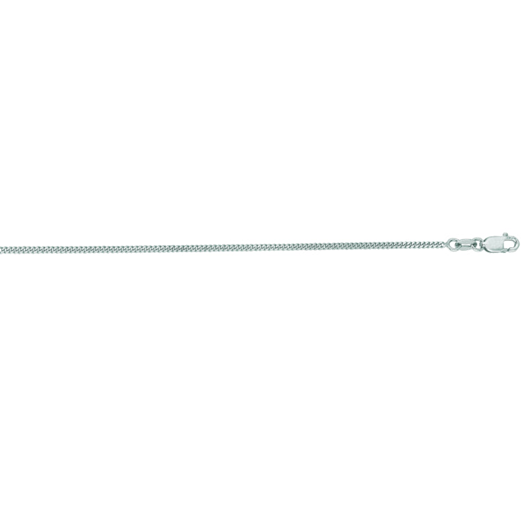 14K White Gold 1.4mm Gourmette 16 Chain with Lobster Lock