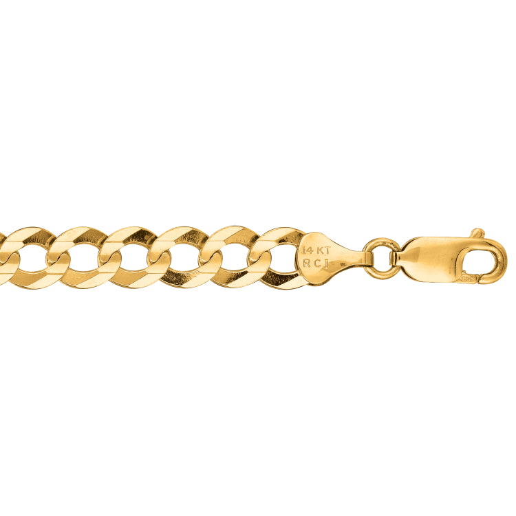 14K Yellow Gold 7mm Comfort Curb 26 Chain with Lobster Lock