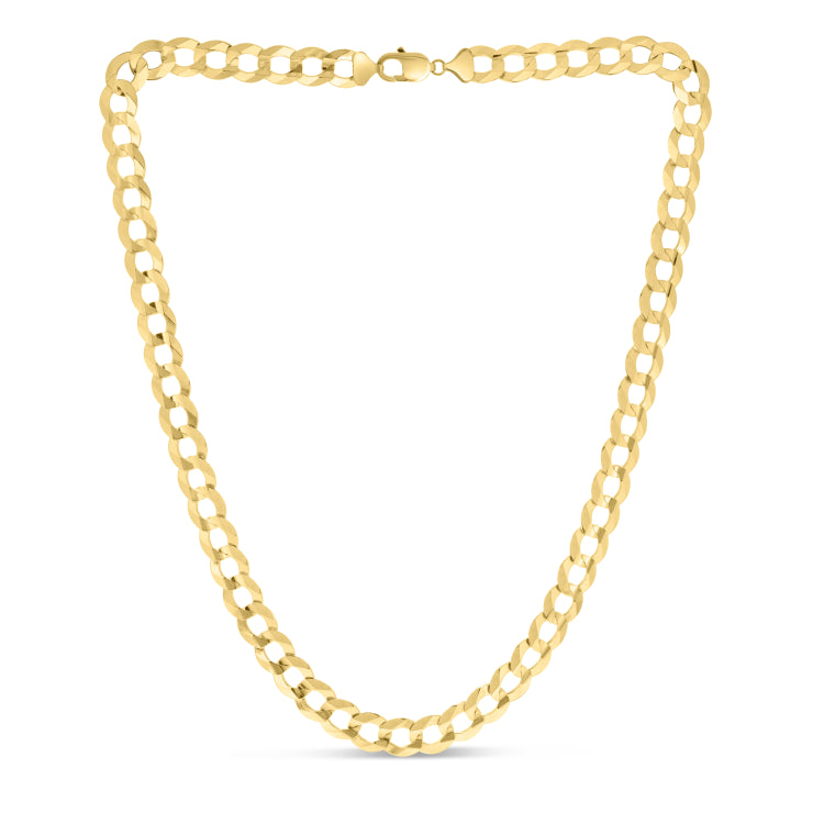 14K Yellow Gold 12.18mm Comfort Curb 8.75 Chain Bracelet with Lobster Lock