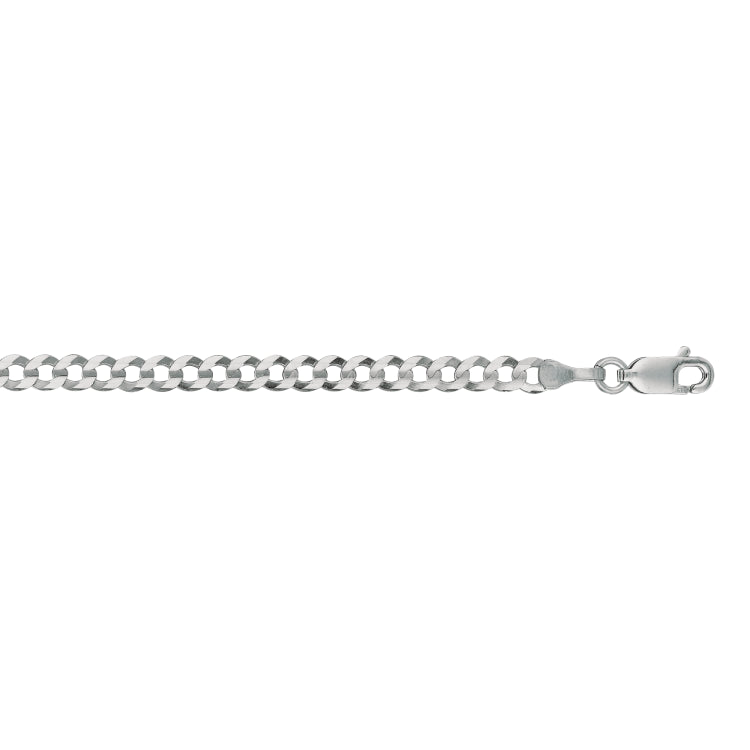14K White Gold 3.6mm Comfort Curb 22 Chain with Lobster Lock