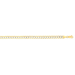 14K Yellow Gold 3.6mm White Pave Curb 24 Chain with Lobster Lock