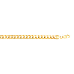 14K Yellow Gold 7mm Semi-Solid Miami Cuban 22 Chain with Lobster Lock