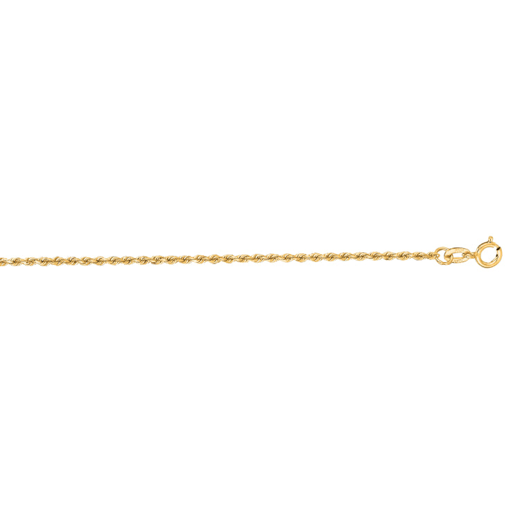 14K Yellow Gold 16 1.4mm Diamond Cut Royal Rope Chain with Spring Ring Clasp