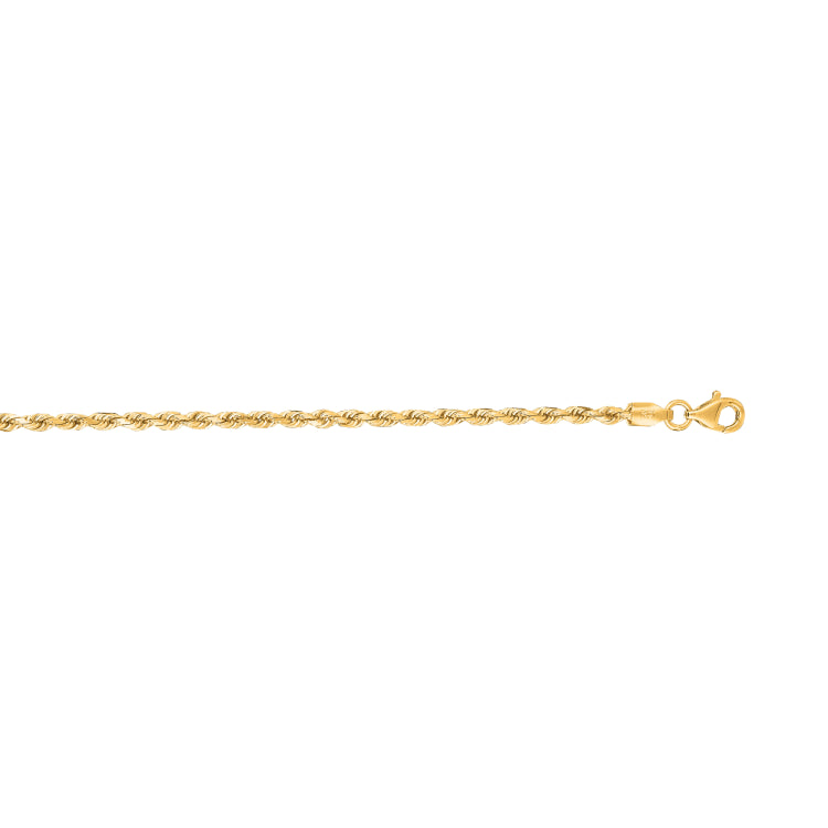 14K Yellow Gold 16 2.5mm Diamond Cut Royal Rope Chain with Lobster Lock