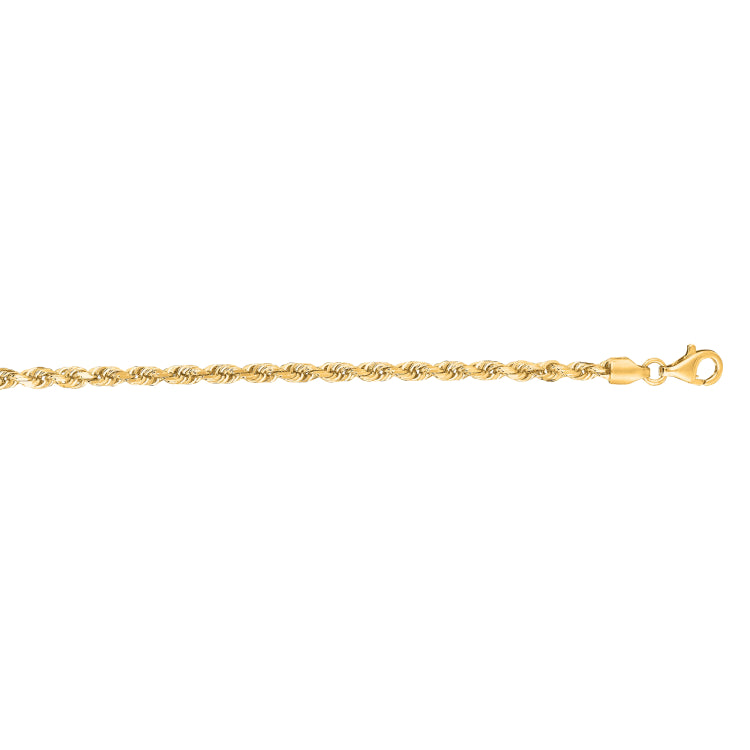 14K Yellow Gold 18 3mm Diamond Cut Royal Rope Chain with Lobster Lock