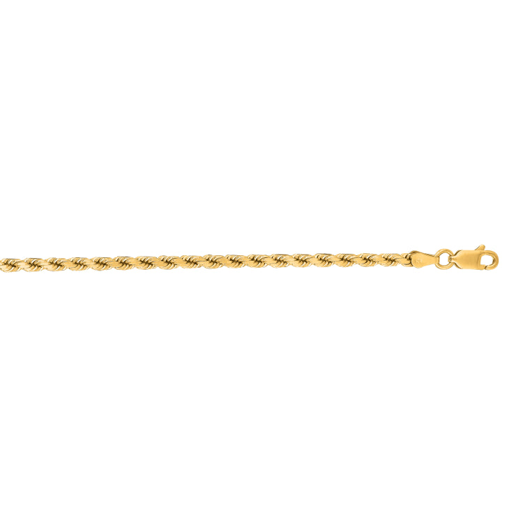 14K Yellow Gold 22 3.5mm Diamond Cut Royal Rope Chain with Lobster Lock