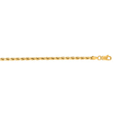 14K Yellow Gold 22 3.5mm Diamond Cut Royal Rope Chain with Lobster Lock