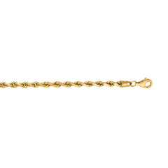 14K Yellow Gold 3.8mm Diamond Cut Royal Rope 8 Chain Bracelet with Lobster Lock