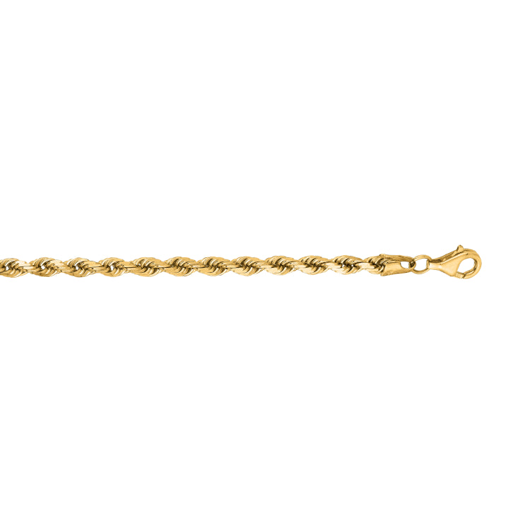14K Yellow Gold 24 3.8mm Diamond Cut Royal Rope Chain with Lobster Lock