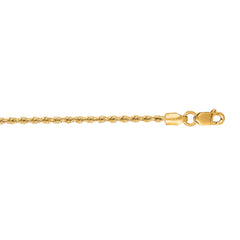 14K Yellow Gold 1.5mm Rope 20 Chain with Lobster Lock