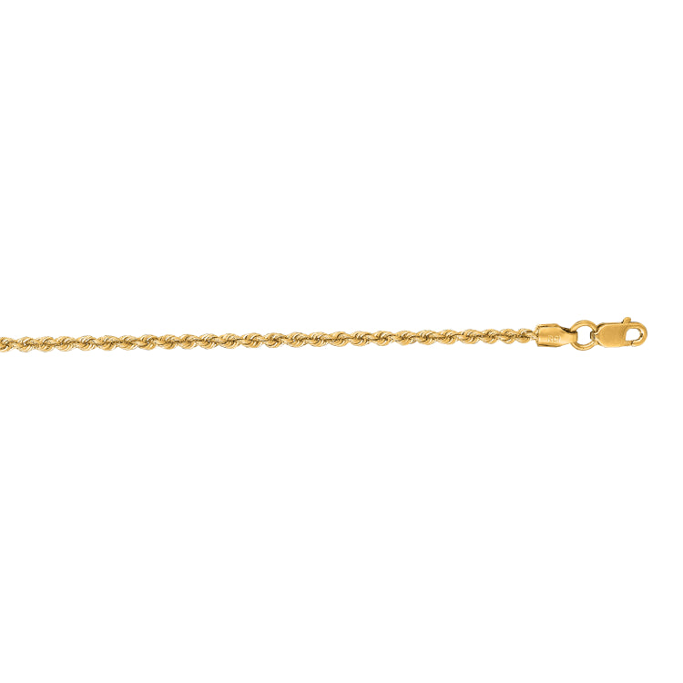 14K Yellow Gold 1.8mm Rope 18 Chain with Lobster Lock