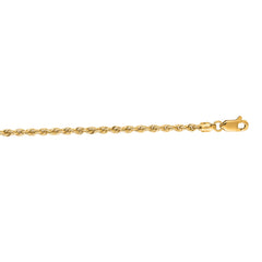 14K Yellow Gold 2.5mm Rope 18 Chain with Lobster Lock