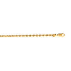 14K Yellow Gold 3mm Rope 30 Chain with Lobster Lock
