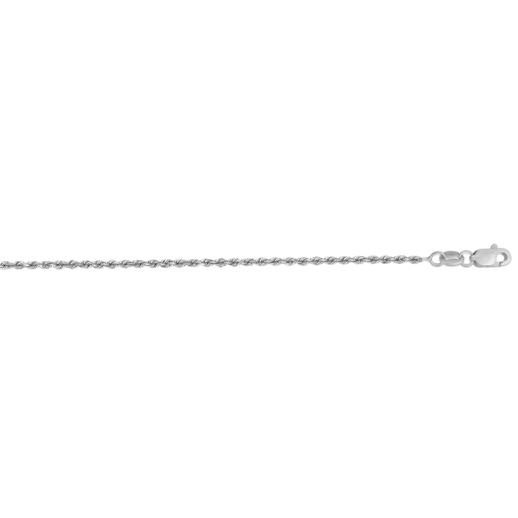 14K White Gold 24 1.4mm Diamond Cut Royal Rope 24 Chain with Lobster Lock