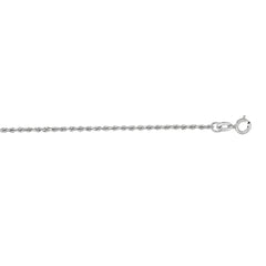 14K White Gold 1.4mm Diamond Cut Royal Rope 18 Chain with Spring Ring Clasp