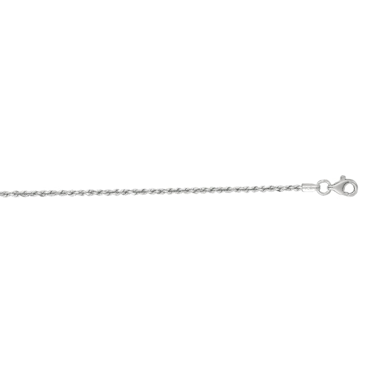 14K White Gold 1.6mm Diamond Cut Royal Rope 18 Chain with Lobster Lock