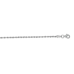 14K White Gold 1.8mm Diamond Cut Royal Rope 22 Chain with Lobster Lock