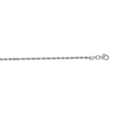 14K White Gold 2mm Diamond Cut Royal Rope 7 Chain Bracelet with Lobster Lock