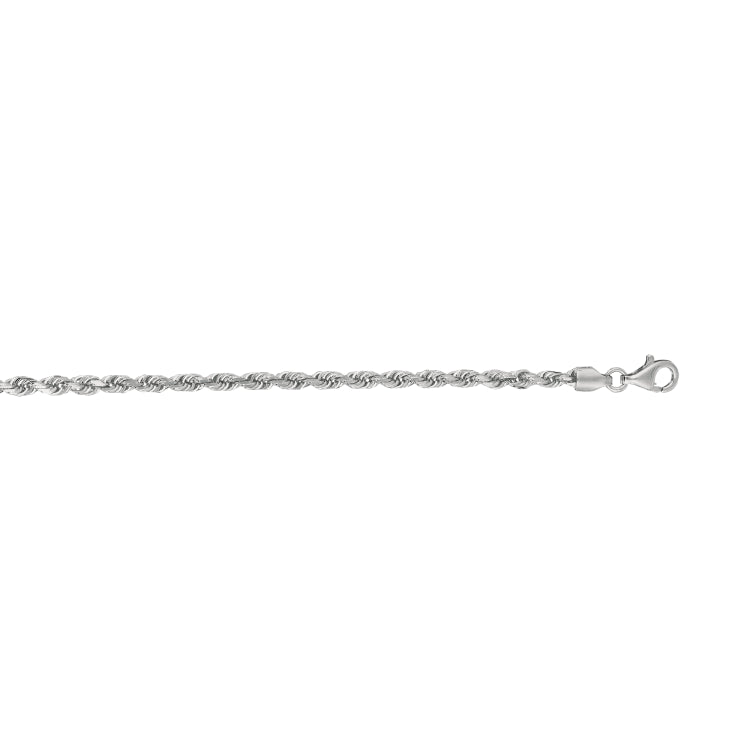 14K White Gold 3mm Diamond Cut Royal Rope 22 Chain with Lobster Lock