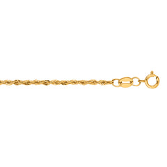 14K Yellow Gold 1.5mm Lite Rope 20 Chain with Lobster Lock