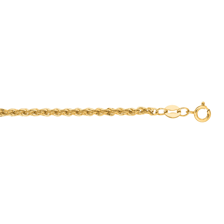 14K Yellow Gold 2mm Lite Rope 18 Chain with Lobster Lock
