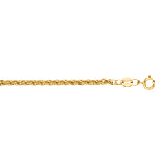 14K Yellow Gold 2mm Lite Rope 18 Chain with Lobster Lock