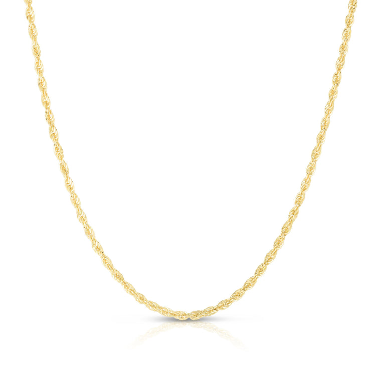 14K Yellow Gold 2.5mm Lite Rope 20 Chain with Lobster Lock