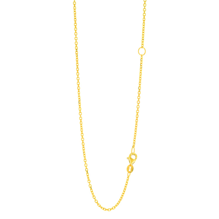 14K Yellow Gold 1.5mm Extendable Diamond Cut Cable 20 Chain (Jump Ring at 16 inch) with Lobster Lock