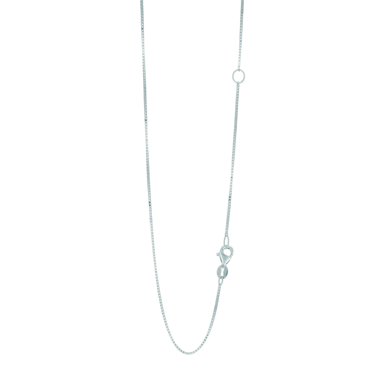 14K White Gold 0.8mm Extendable Box 20 Chain (Jump Ring at 16 inch) with Lobster Lock