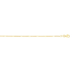 14K Yellow Gold 1.3mm Polished Bar Station Saturn 18 Chain with Lobster Lock