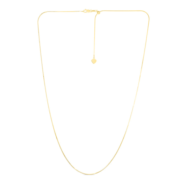14K Yellow Gold 0.80mm Adjustable Octagonal Snake 22 Chain with Lobster Lock