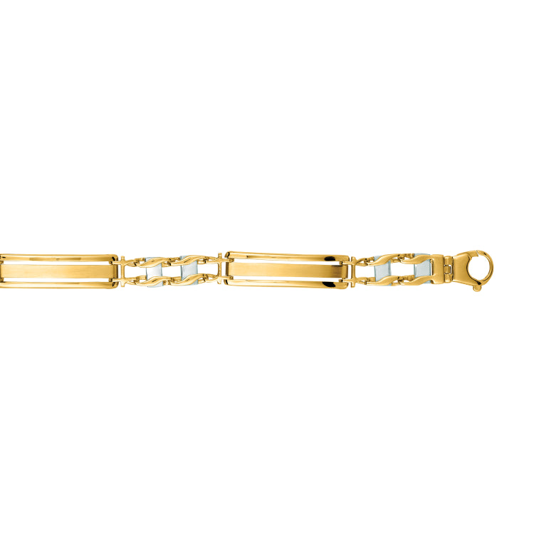 14K Yellow and White Gold Railroad Link 8.25 Bracelet