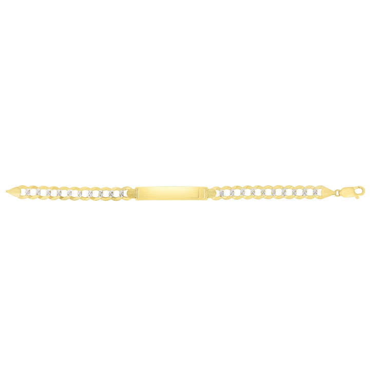 14K Yellow and White Gold 10mm Pave Curb ID 8.5 Bracelet