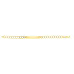 14K Yellow and White Gold 10mm Pave Curb ID 8.5 Bracelet