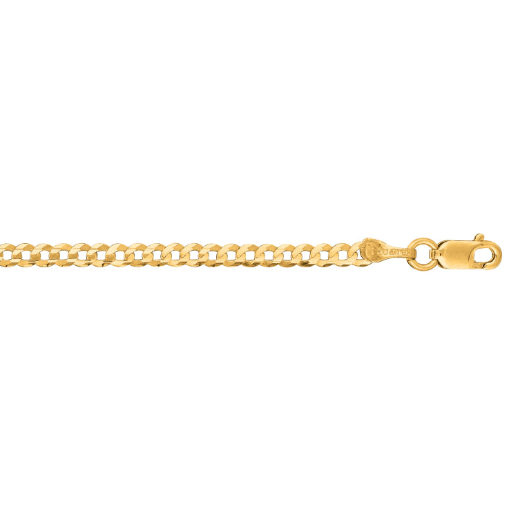 14K Yellow Gold 24 2.6mm Comfort Curb Chain