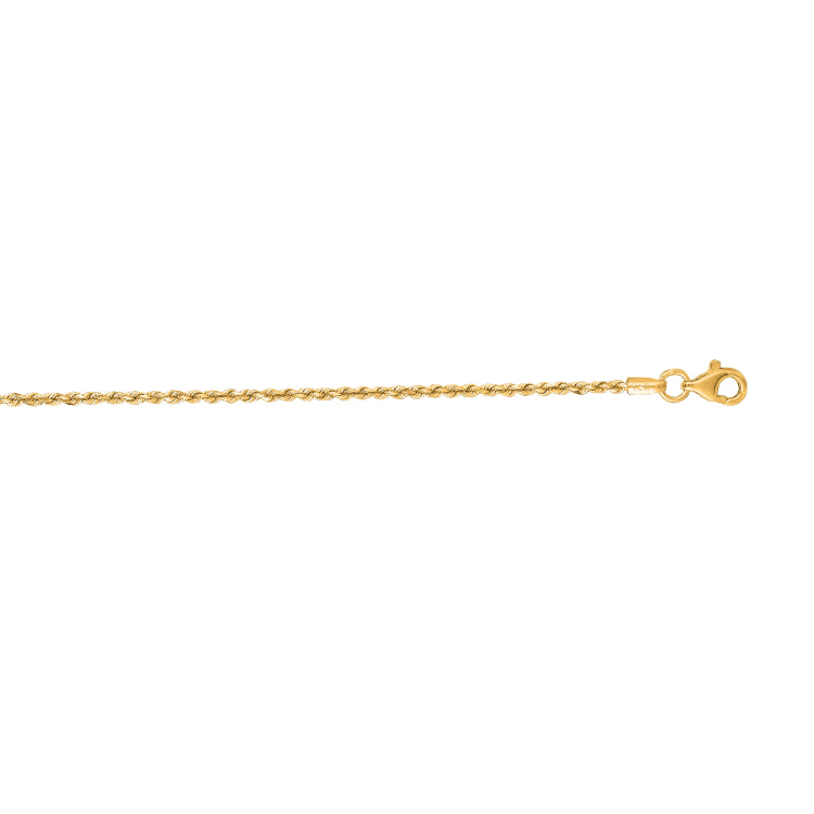 14K Yellow Gold 16 1.6mm Royal Rope Chain with Lobster Lock