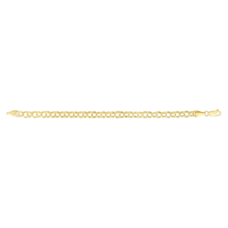 14K Yellow Gold 7 Small Double Link Charm Bracelet