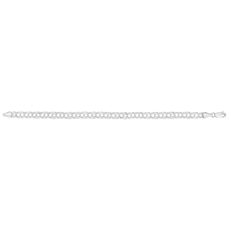 14K White Gold 7 Small Double Link Charm Bracelet