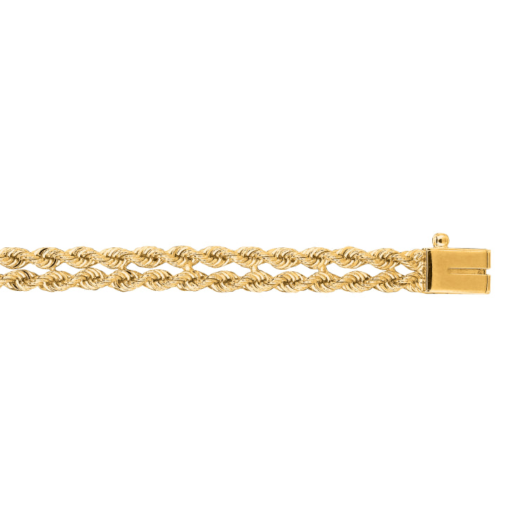 14K Yellow Gold 4.8mm Multi-Row Rope 8 Chain Bracelet Bracelet with Box Lock
