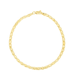 14K Yellow Gold 3mm Heart 16 Chain with Lobster Lock
