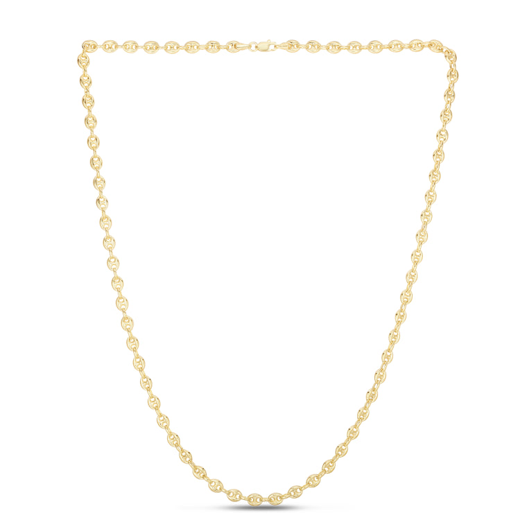14K Yellow Gold 18 Puffed Mariner Chain