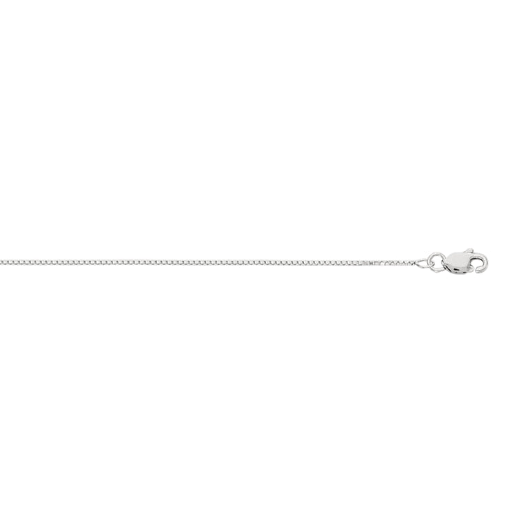 10K White Gold 0.78mm Classic Box 20 Chain with Lobster Lock