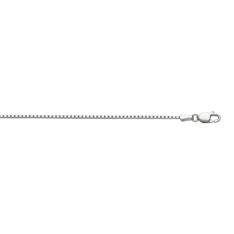 10K White Gold 1.2mm Octagonal Box 22 Chain with Lobster Lock