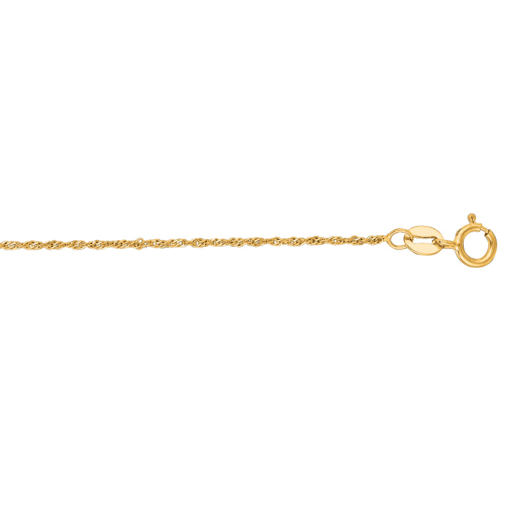 10K Yellow Gold 1.1mm Singapore 20 Chain with Spring Ring Clasp