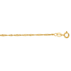 10K Yellow Gold 1.5mm Singapore 10 Chain Anklet with Spring Ring Clasp